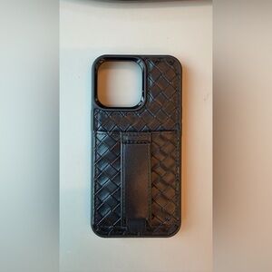 Sleek Black Textured Phone Case with Strap